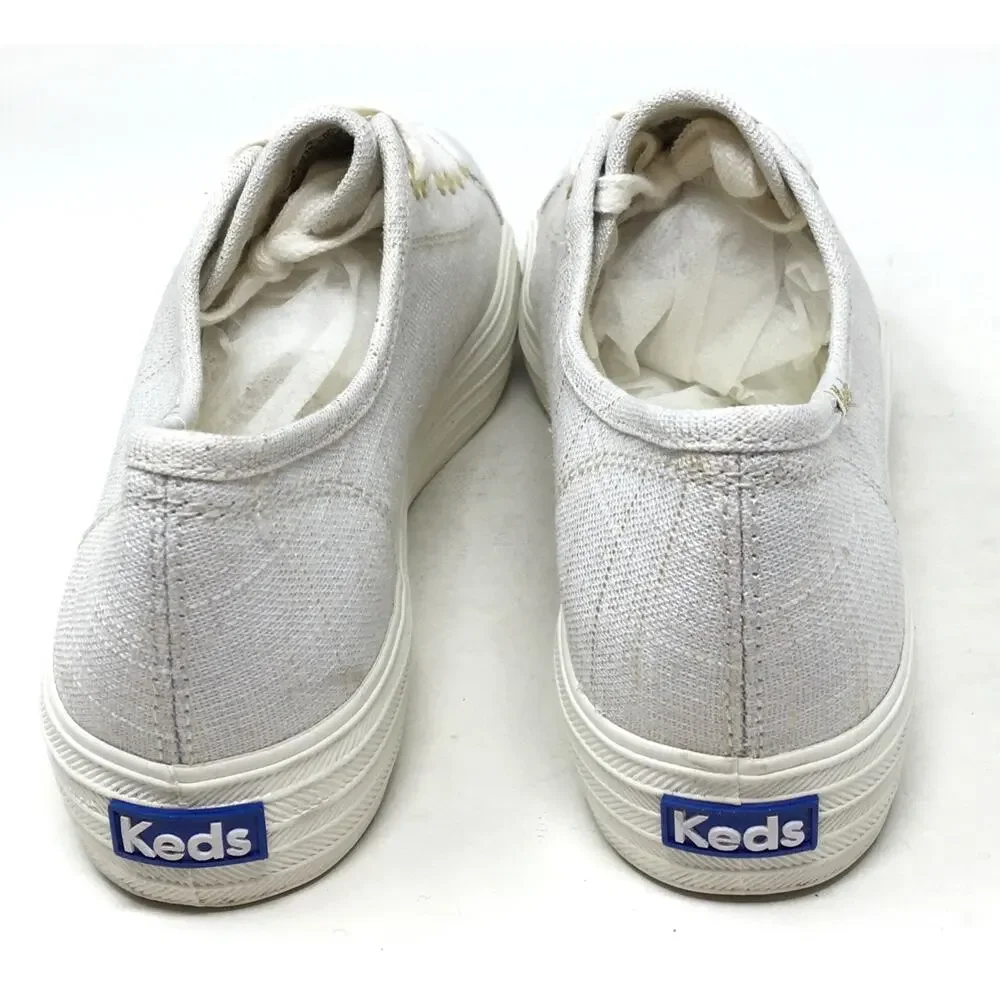 Keds Triple Kick Women's Sz 8 Metallic Textile Gold Lace Up Sneaker Tennis Shoes - Picture 6 of 7